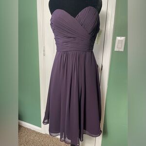 Bill Levkoff Strapless Chiffon Cocktail Wedding Dress NWT Plum Purple Size 10